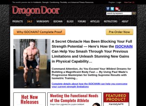 How dragondoor.com looks like on a tablet such as an iPad.