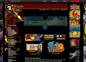 How dragonfable.com looks like on a tablet such as an iPad.