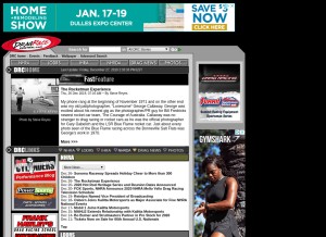 How dragracecentral.com looks like on a tablet such as an iPad.
