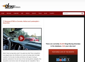 How dragtimes.com looks like on a tablet such as an iPad.