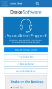 How drakesoftware.com looks like on a mobile device such as an iPhone.