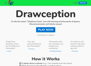 How drawception.com looks like on a tablet such as an iPad.