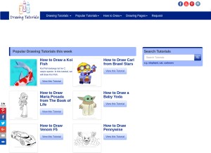 How drawingtutorials101.com looks like on a tablet such as an iPad.