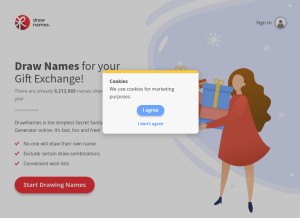 How drawnames.com looks like on a tablet such as an iPad.