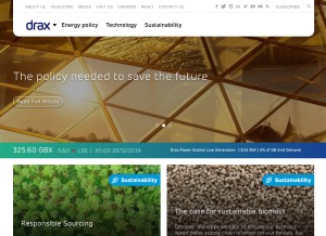 How drax.com looks like on a tablet such as an iPad.