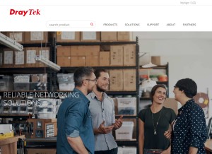 How draytek.com looks like on a tablet such as an iPad.