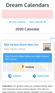 How dreamcalendars.com looks like on a mobile device such as an iPhone.