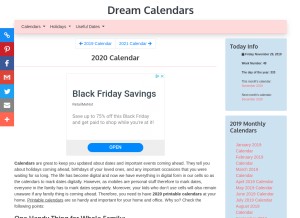 How dreamcalendars.com looks like on a tablet such as an iPad.