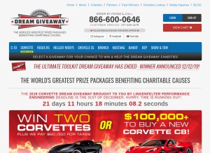 How dreamgiveaway.com looks like on a tablet such as an iPad.