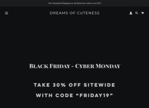 How dreamsofcuteness.com looks like on a tablet such as an iPad.