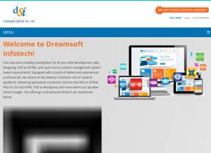 How dreamsoftinfotech.com looks like on a tablet such as an iPad.