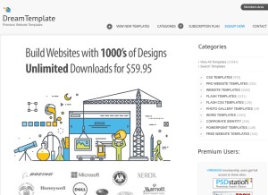 How dreamtemplate.com looks like on a tablet such as an iPad.