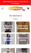 How dreamtopshop.com looks like on a mobile device such as an iPhone.