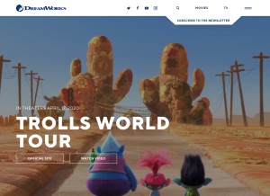 How dreamworks.com looks like on a tablet such as an iPad.