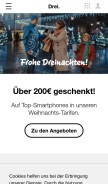 How drei.at looks like on a mobile device such as an iPhone.