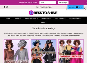How dresstoshine.com looks like on a tablet such as an iPad.