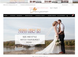 How dressywomen.com looks like on a tablet such as an iPad.