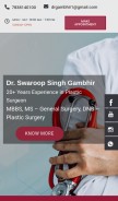 How drgambhirplasticsurgeon.com looks like on a mobile device such as an iPhone.