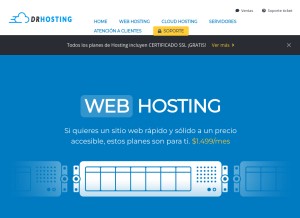 How drhosting.cl looks like on a tablet such as an iPad.