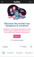 How dribbble.com looks like on a mobile device such as an iPhone.