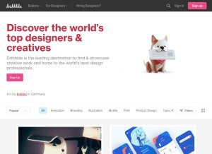 How dribbble.com looks like on a tablet such as an iPad.