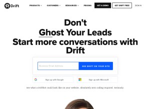 How drift.com looks like on a tablet such as an iPad.