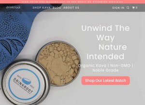 How drinkroot.com looks like on a tablet such as an iPad.