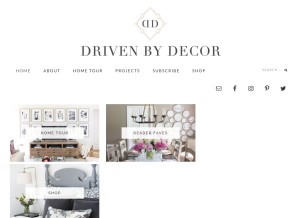 How drivenbydecor.com looks like on a tablet such as an iPad.
