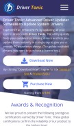 How drivertonics.com looks like on a mobile device such as an iPhone.
