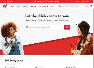 How drizly.com looks like on a tablet such as an iPad.