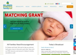 How drjamesdobson.org looks like on a tablet such as an iPad.