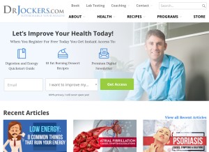 How drjockers.com looks like on a tablet such as an iPad.