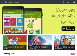 How droidinformer.org looks like on a tablet such as an iPad.