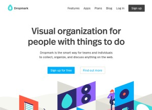 How dropmark.com looks like on a tablet such as an iPad.