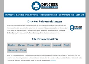 How druckerfehlermeldungen.de looks like on a tablet such as an iPad.