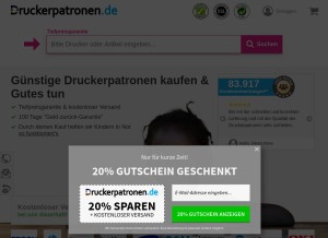 How druckerpatronen.de looks like on a tablet such as an iPad.