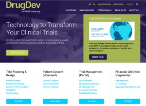 How drugdev.com looks like on a tablet such as an iPad.