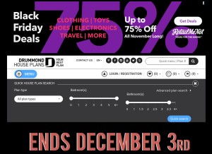How drummondhouseplans.com looks like on a tablet such as an iPad.