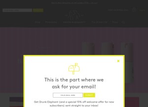 How drunkelephant.com looks like on a tablet such as an iPad.