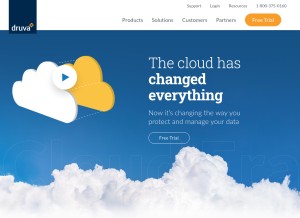 How druva.com looks like on a tablet such as an iPad.