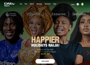 How dstvafrica.com looks like on a tablet such as an iPad.