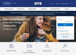How dteenergy.com looks like on a tablet such as an iPad.