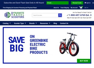 How dtscooters.com looks like on a tablet such as an iPad.