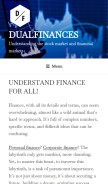 How dualfinances.com looks like on a mobile device such as an iPhone.