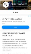 How dualfinances.fr looks like on a mobile device such as an iPhone.
