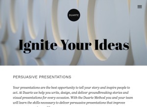 How duarte.com looks like on a tablet such as an iPad.