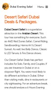 How dubaieveningsafari.com looks like on a mobile device such as an iPhone.