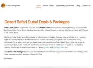 How dubaieveningsafari.com looks like on a tablet such as an iPad.