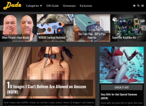 How dudeiwantthat.com looks like on a tablet such as an iPad.