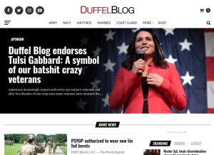 How duffelblog.com looks like on a tablet such as an iPad.